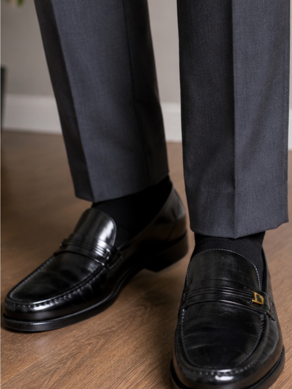 Florsheim Black Leather Loafers Men 10E Wide